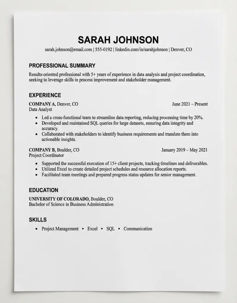 Preview of ATS Resume Template
