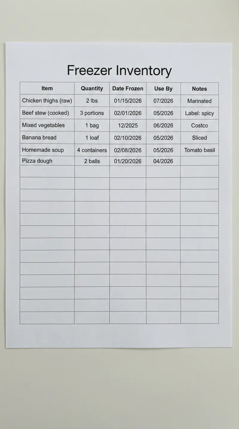 Preview of Freezer Inventory