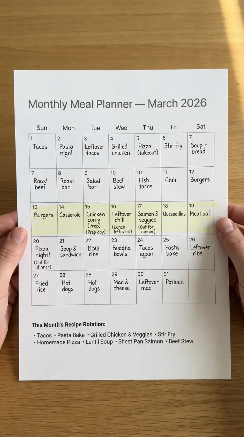 Preview of Monthly Meal Planner