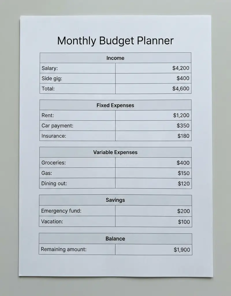 Preview of Budget Planner