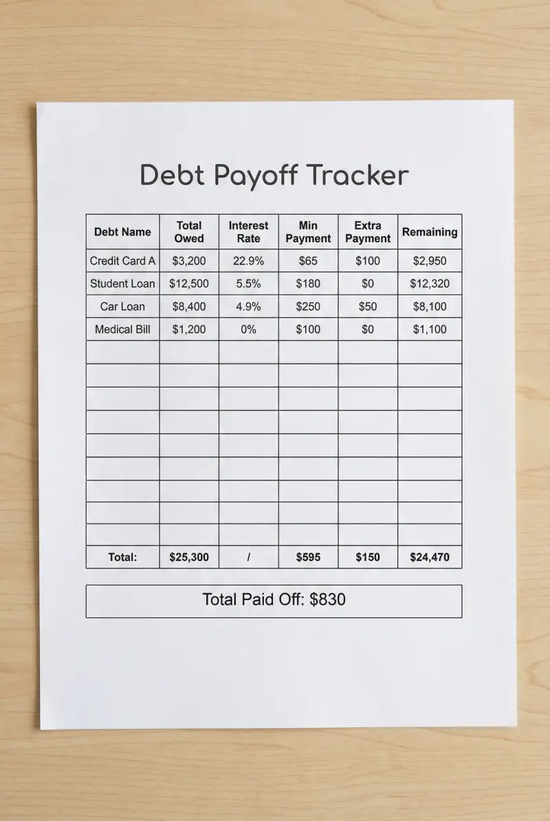 Preview of Debt Payoff Tracker