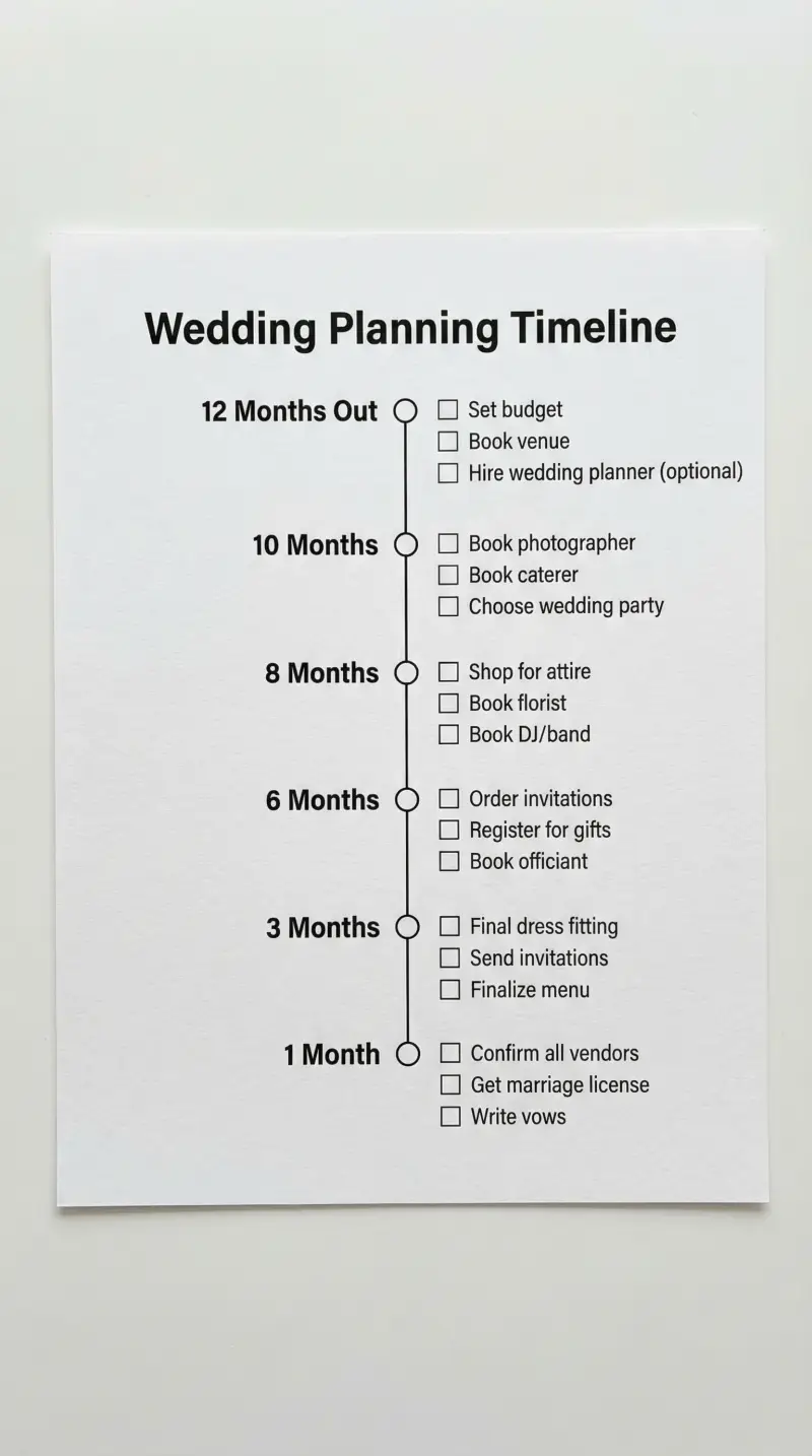 Preview of Wedding Timeline Printable
